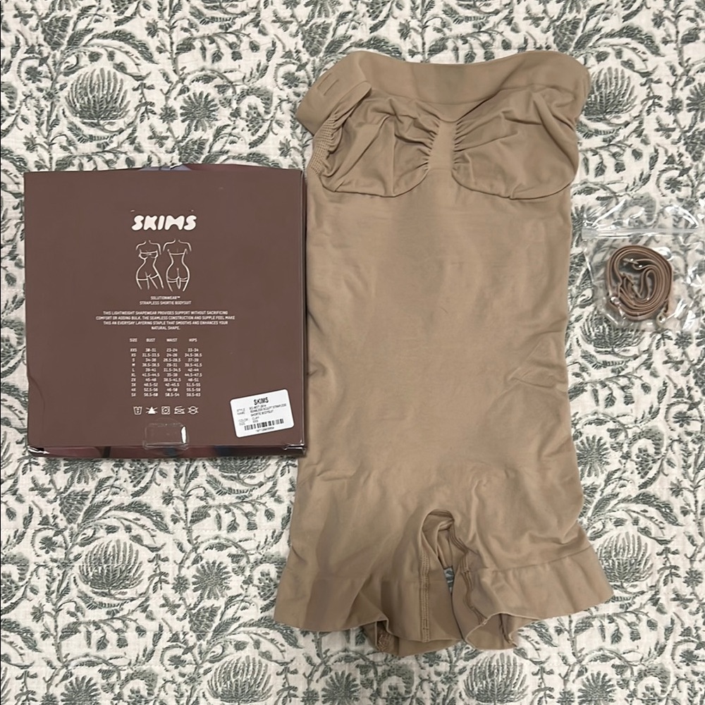 Skims Seamless Sculpt Strapless Shortie Bodysuit in Clay